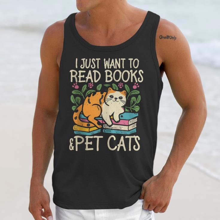 I Just Want To Read Books And Pet Cats Introvert Unisex Tank Top I Just Want To Read Books And Pet Cats Introvert Unisex Tank Top
