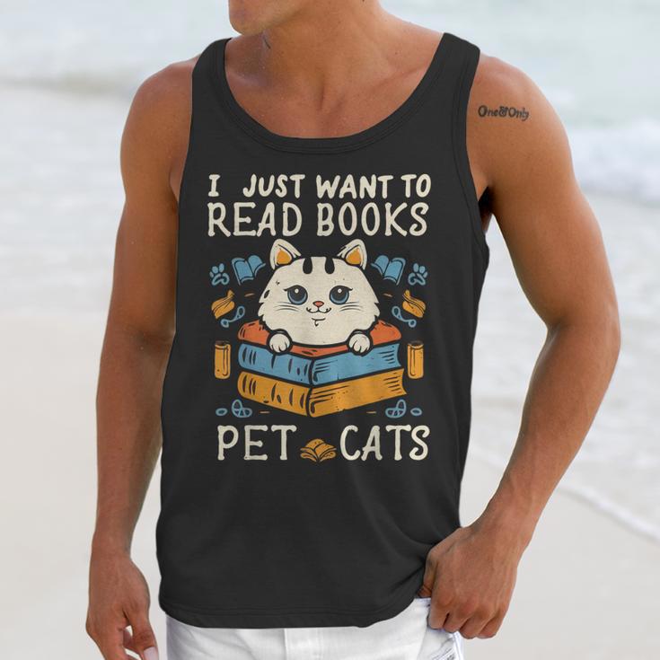 I Just Want To Read Books And Pet Cats Introvert Unisex Tank Top I Just Want To Read Books And Pet Cats Introvert Unisex Tank Top