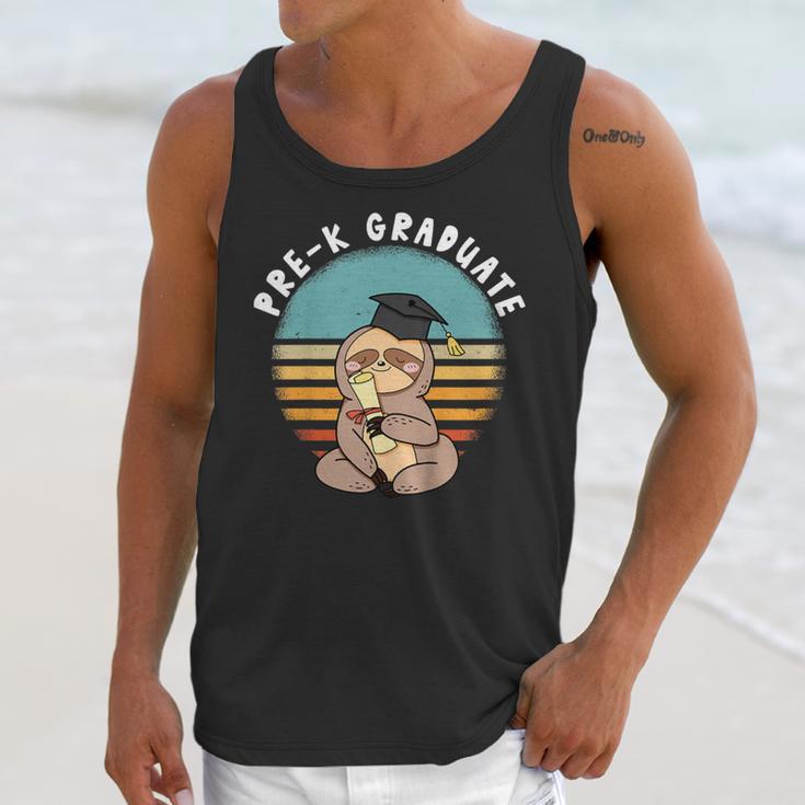 Kids Pre-K Graduate Sloth Cap And Gown Cute Preschool Graduation Unisex Tank Top