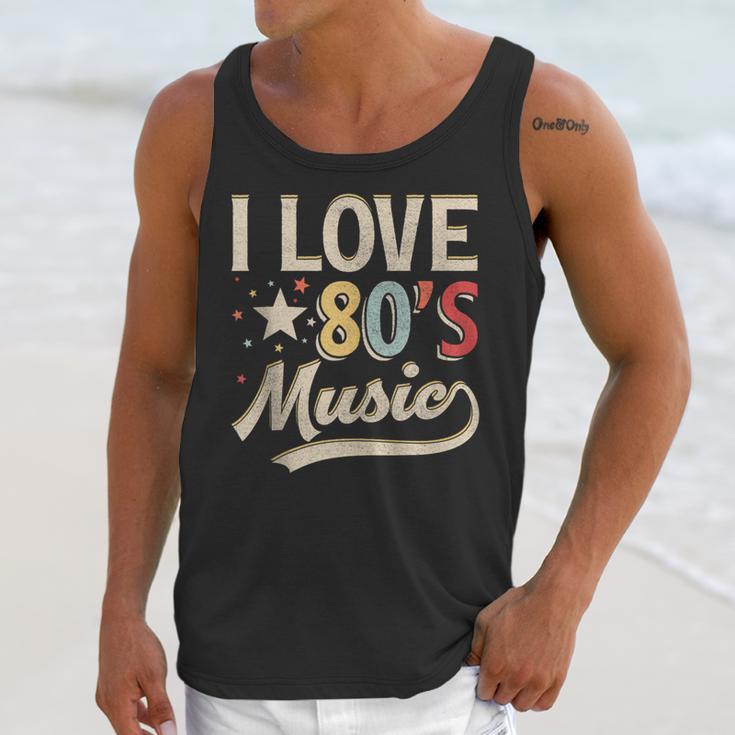 I Love 80's Music Retro Style Nostalgia Cassette 1980s Party Unisex Tank Top