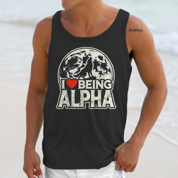 I Love Being Alpha Moonlit Wolf Meme Alpha Introvert Unisex Tank Top