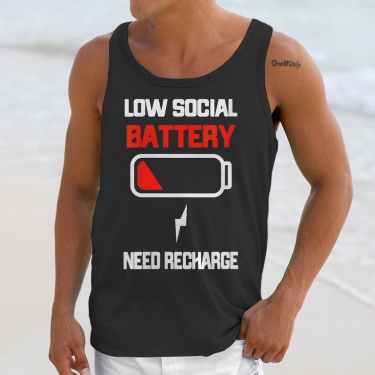 Low Social Battery Need Recharge Introvert Self-Care Unisex Tank Top
