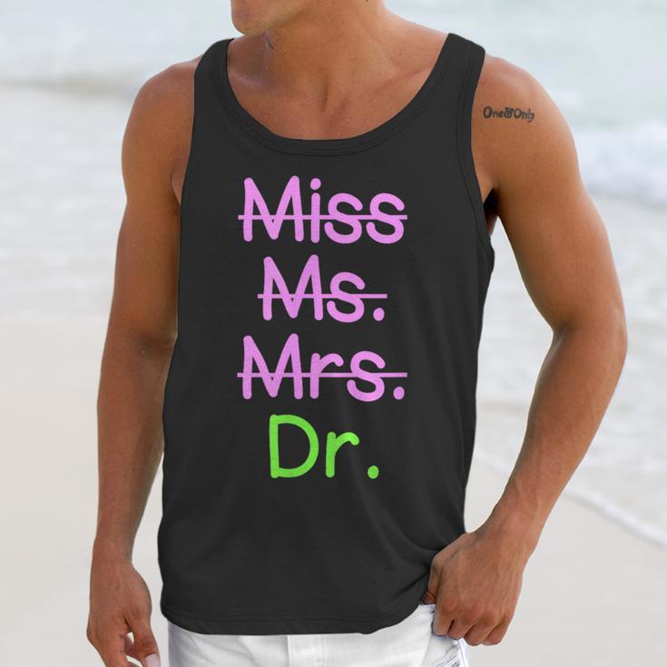 MIss Ms Mrs Dr Graduation Phd Pink And Green Class 2021 Unisex Tank Top