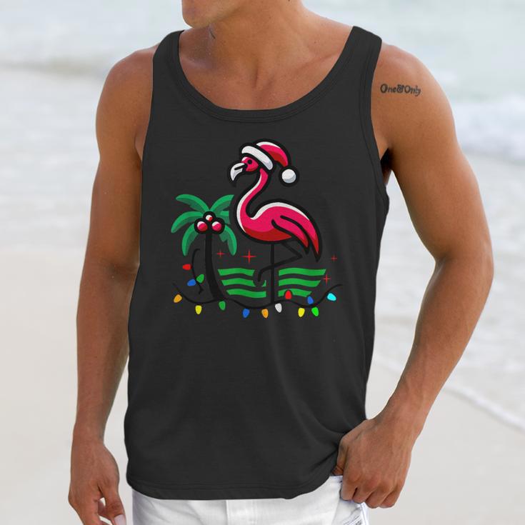 Nostalgia Holiday Tees -Adult Christmas Flamingo Small Short Sleeve Crew Neck Cotton Polyester Lightweight Ribbed Cuff Winter Unisex Tank Top