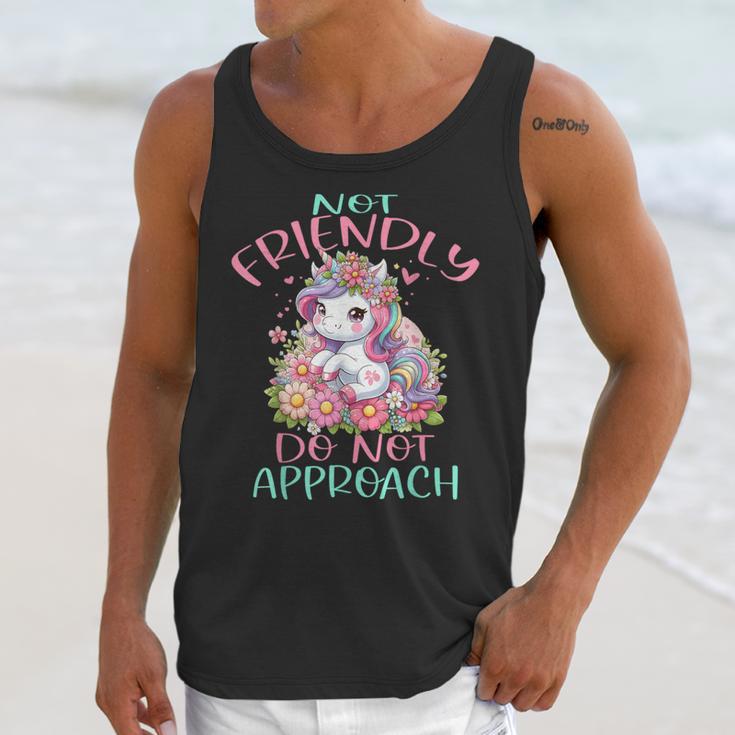 Not Friendly Do Not Approach Women & Girls Unicorn Cute Introvert & Humor Lovers For Women V-Neck Classic Fit Modern Short Sleeve Unisex Tank Top