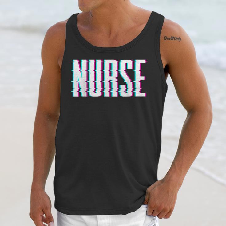 Nurse Glitch Aesthetic Graduation Nurse Glitch Graphic Art Unisex Tank Top