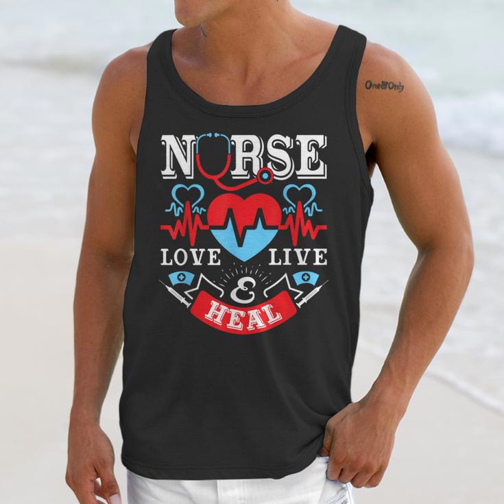Nurse Live Love Heal Graduation Appreciation Valentines Day Unisex Tank Top