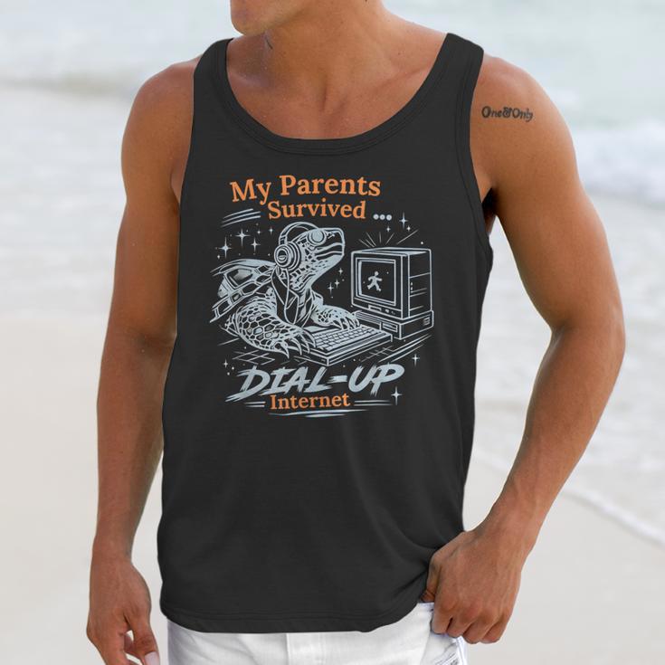 My Parents Survived Dial Up Internet Nostalgia Turtle Unisex Tank Top