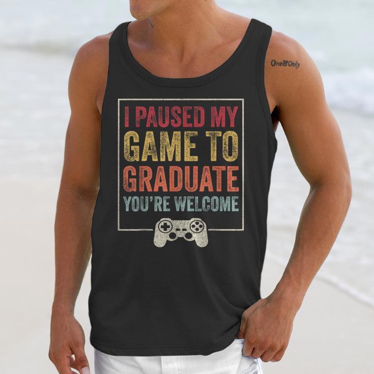 I Paused My Game To Graduate Gamer Graduation Men Boys Unisex Tank Top