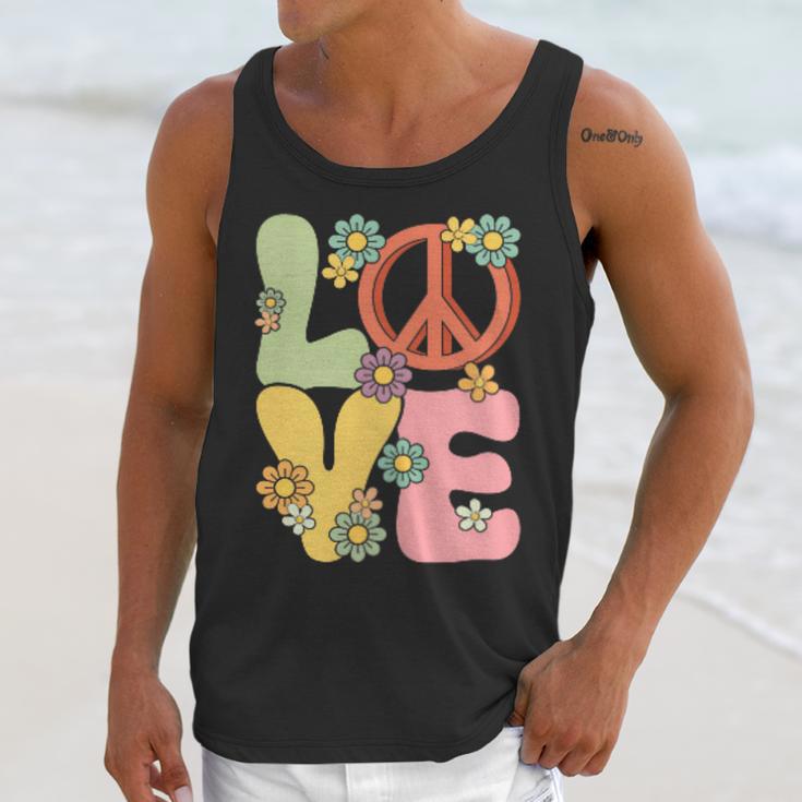 Peace Sign Love Groovy Vibes Costume Nostalgia 1980s Fashion Unisex Tank Top