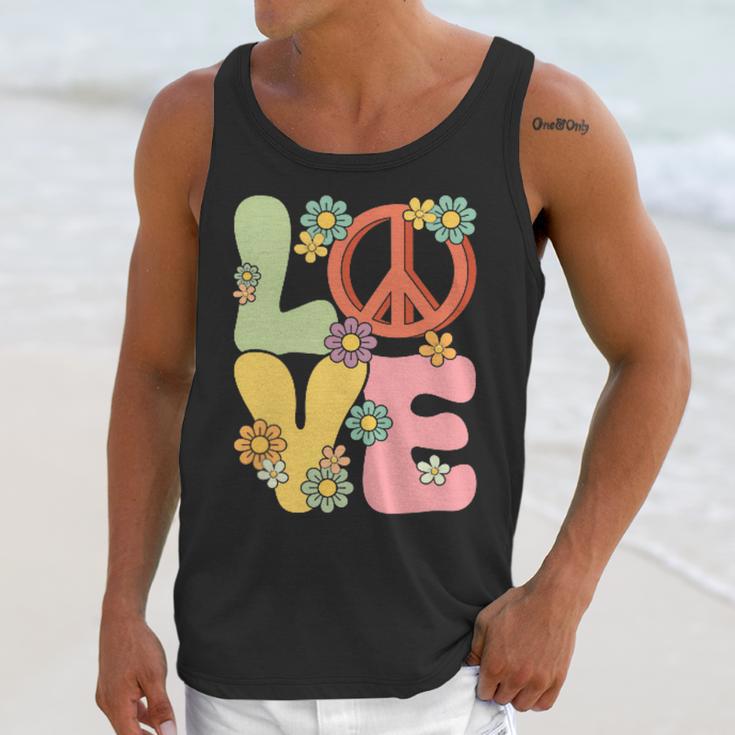 Peace Sign Love Groovy Vibes Costume Nostalgia 1980s Fashion Unisex Tank Top