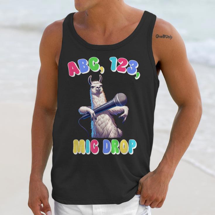 Preschool Graduate Shirt ABC 123 Mic Drop Llama Graduation Unisex Tank Top