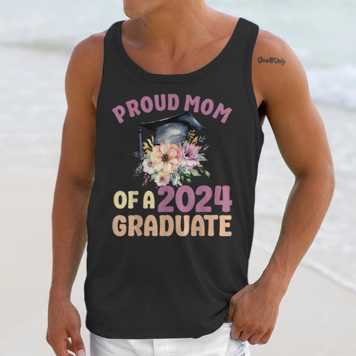 Proud Mom Of a 2024 Graduate Floral Flower Family Graduation Unisex Tank Top