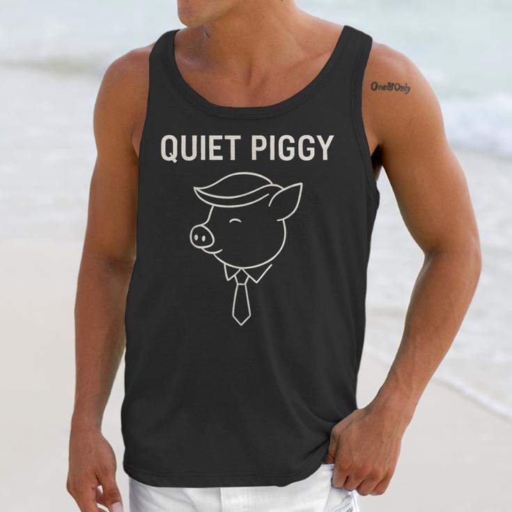 Quiet Piggy Introvert Media Humor Minimalist Line Art Unisex Tank Top