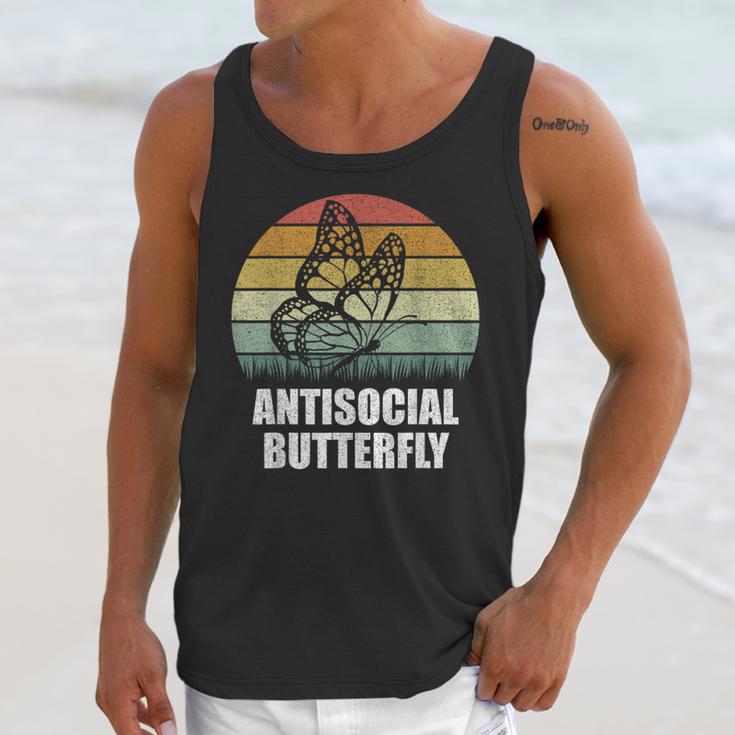 Retro Antisocial Butterfly Shirt For Introverts Unisex Tank Top Retro Antisocial Butterfly Shirt For Introverts Unisex Tank Top