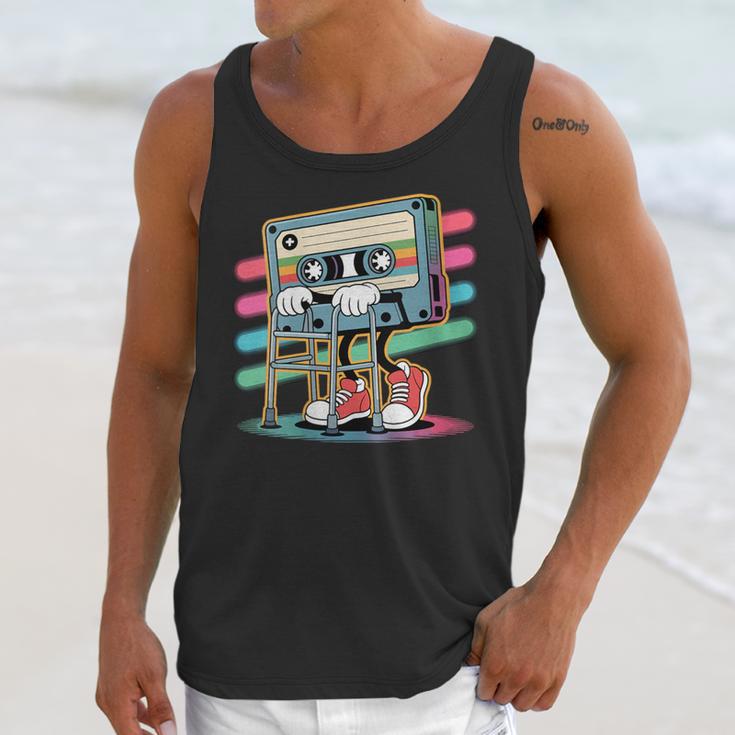 Retro Old Cassette Tape Cartoon With Walker Nostalgia Unisex Tank Top