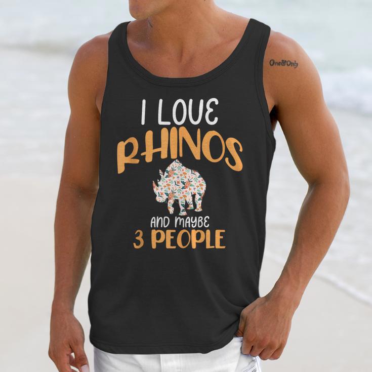 I Like Rhinos And Maybe 3 People Introvert Animal Unisex Tank Top