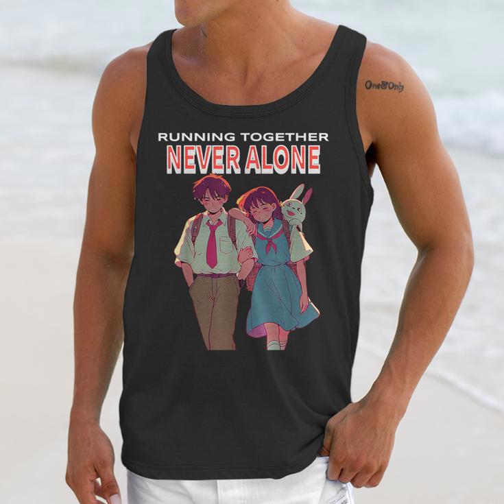 Running Together Always Connected Anime Nostalgia Message Unisex Tank Top