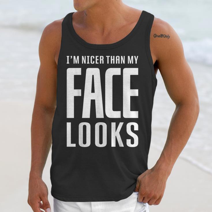 Sarcastic Shy People Introverts I'm Nicer Than My Face Looks Unisex Tank Top Sarcastic Shy People Introverts I'm Nicer Than My Face Looks Unisex Tank Top