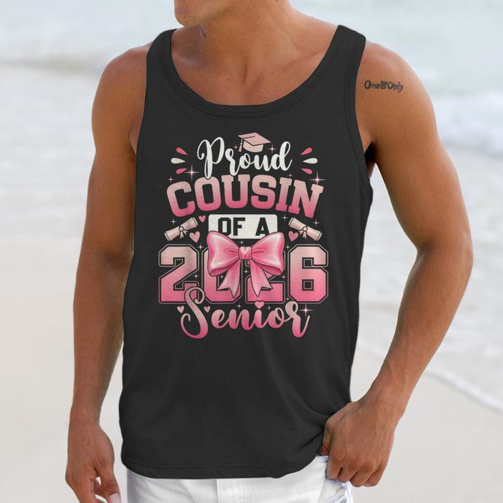 Senior 2026 Class Of 26 Coquette Pink Bow Graduation Cousin Unisex Tank Top