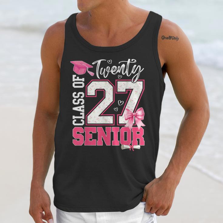 Senior 2027 Class Of 2027 Pink Coquette Bow Graduation Girl Unisex Tank Top