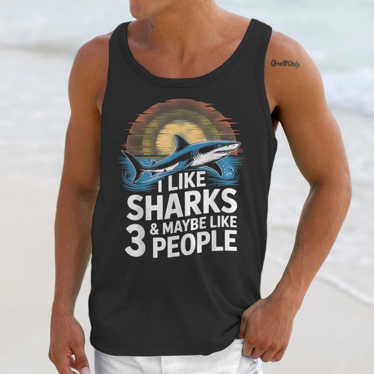 I Like Sharks & Maybe Like 3 People Humor Introverts Summer Unisex Tank Top I Like Sharks & Maybe Like 3 People Humor Introverts Summer Unisex Tank Top