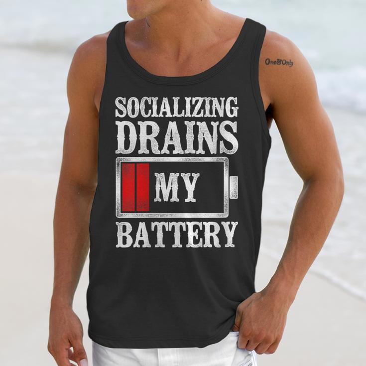 Socializing Drains My Battery Introvert Unisex Tank Top Socializing Drains My Battery Introvert Unisex Tank Top
