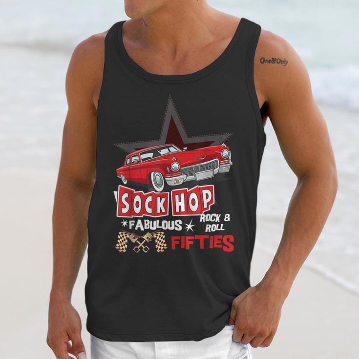 Sock Hop Fabulous Fifties Rock N Roll Automobile Nostalgia Unisex Tank Top