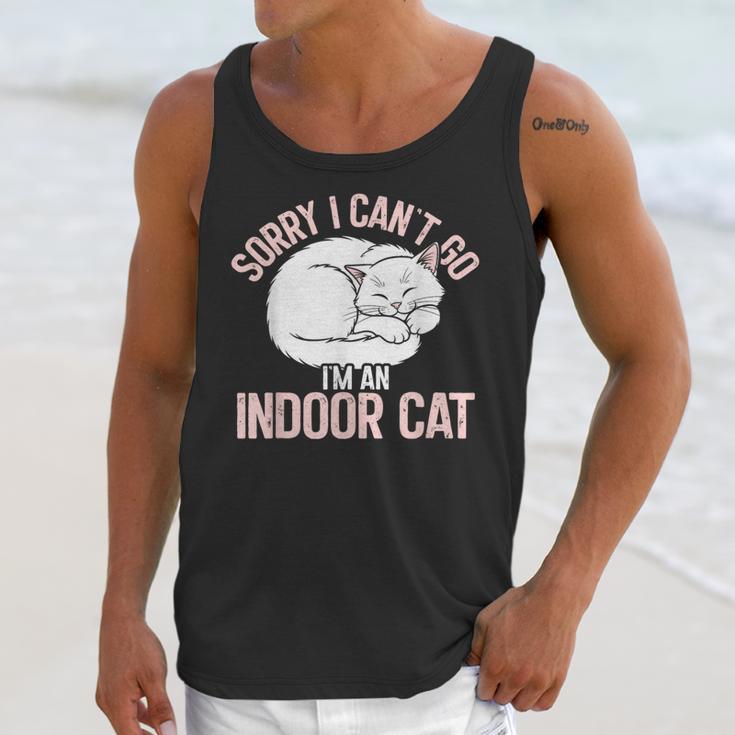Sorry I Can't Go I'm An Indoor Cat Lazy Humor Introvert Cat Unisex Tank Top