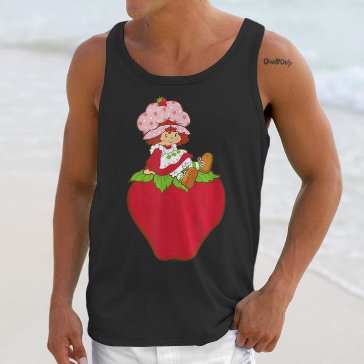 Strawberry Shortcake Sitting On Strawberry Retro Nostalgia Unisex Tank Top Strawberry Shortcake Sitting On Strawberry Retro Nostalgia Unisex Tank Top