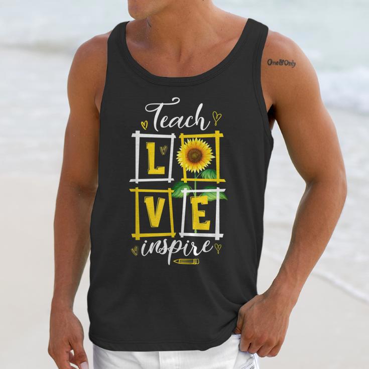 Sunflower Teach Love Inspire Cool Graduation Teacher School Unisex Tank Top