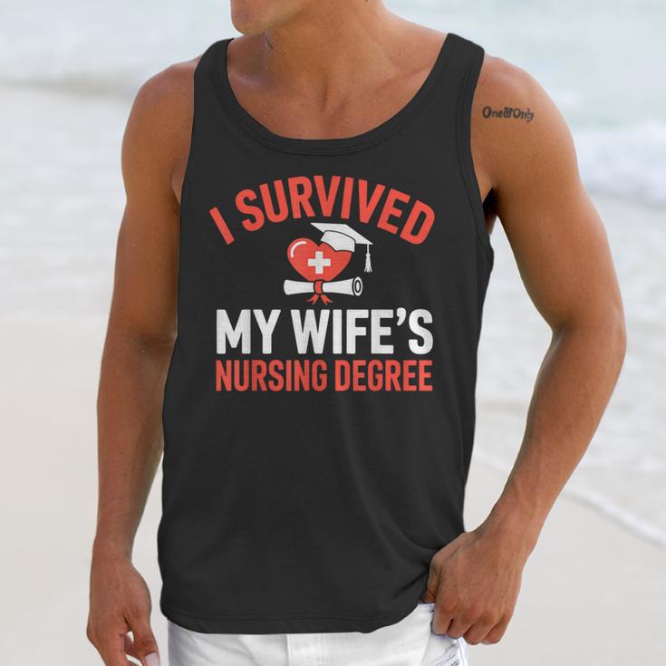 I Survived My Wife's Nursing Degree Rn Graduation Nurse Unisex Tank Top