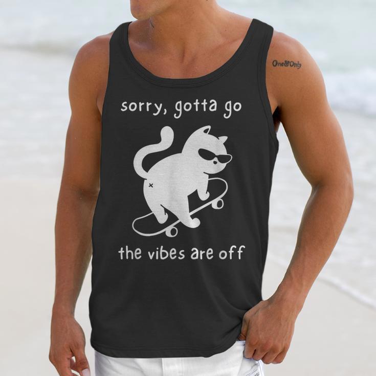 Vibes Are Off Cat Skateboard Introvert Sarcastic Humor Unisex Tank Top