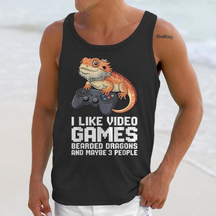 I Like Video Games Bearded Dragon Gamer Introvert Mood Unisex Tank Top
