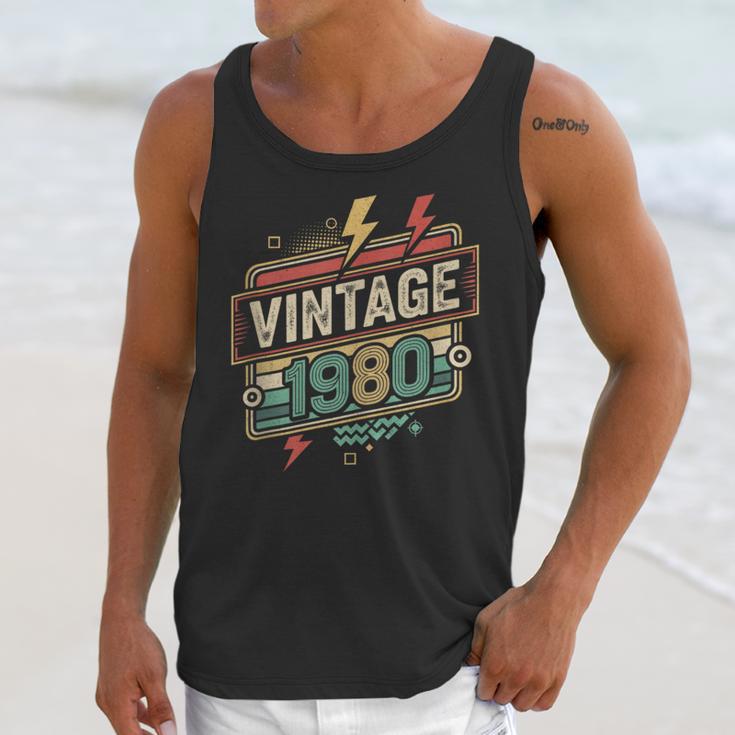 Vintage 1980 Retro Badge Decade Nostalgia Graphic Emblem Unisex Tank Top