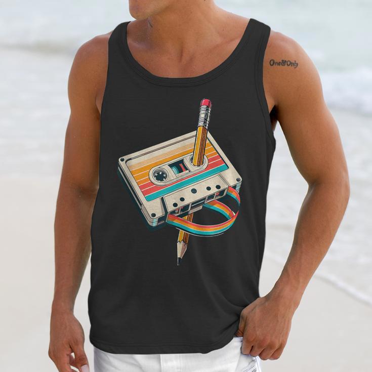 Vintage Pencil Rewind Cassette Tape Nostalgia Party 80s 90s Unisex Tank Top