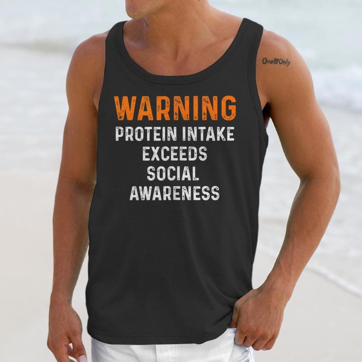 Warning Protein Intake Exceeds Social Awareness Introvert Unisex Tank Top Warning Protein Intake Exceeds Social Awareness Introvert Unisex Tank Top