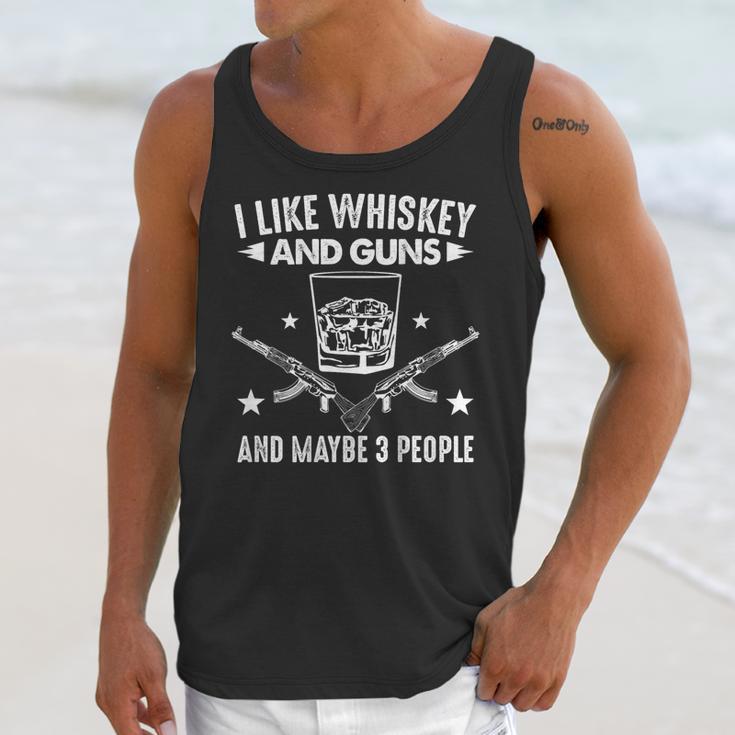 I Like Whiskey And Guns And Maybe 3 People Introvert Unisex Tank Top