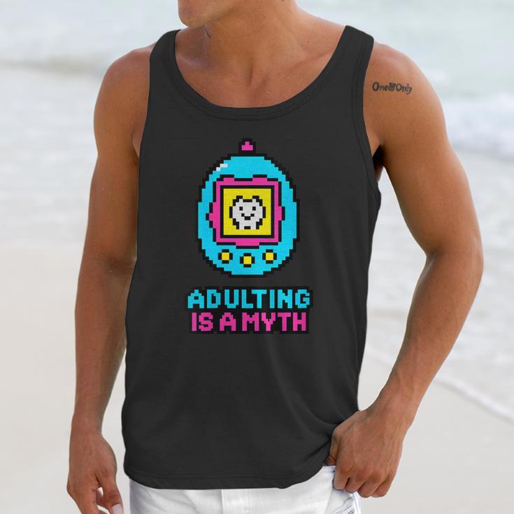 Women's Adulting Is A Myth Retro Pixel Pet Nostalgia Millennials Unisex Tank Top