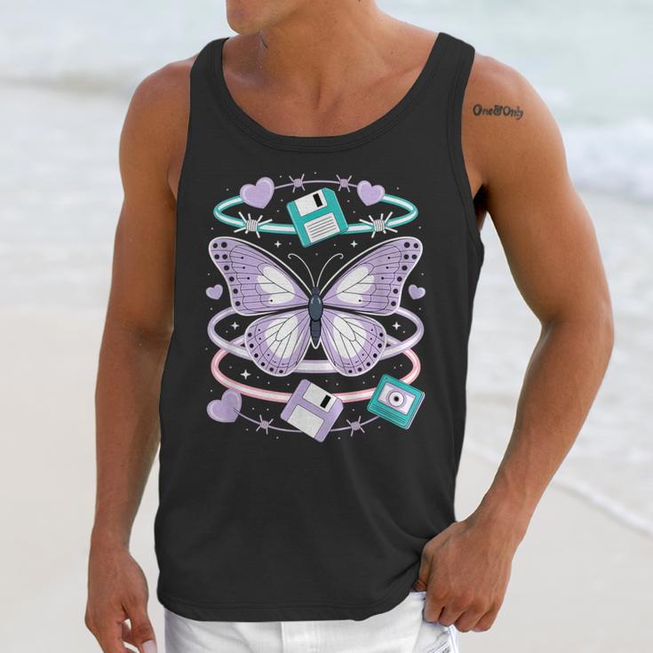 Y2K Butterfly Floppy Disk Art Digital Nostalgia Unisex Tank Top