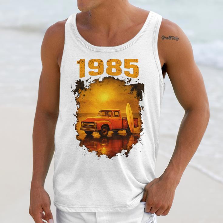 1985 Vintage Sunset Surf Truck Retro Beach Nostalgia Unisex Tank Top