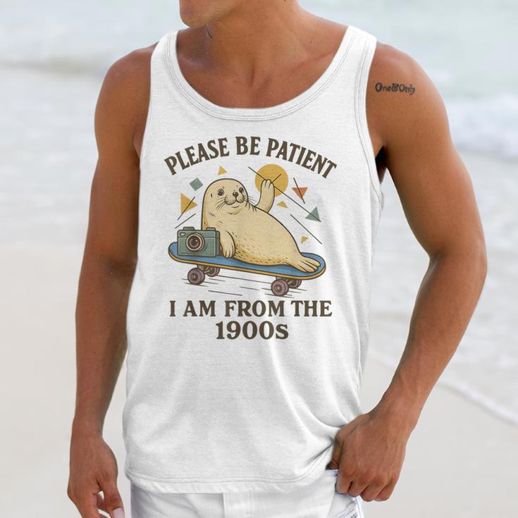 90s Manatee Humor Please Patient I'm From The 1900s Unisex Tank Top