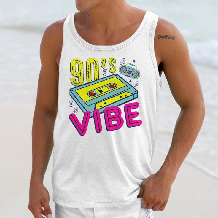 90's Vibe Retro Style Cassette Tape Nostalgia 1990s Party Premium Tri-Blend Unisex Tank Top