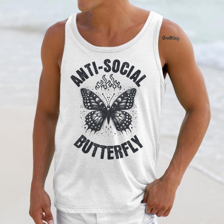 Anti-Social Butterfly Awkward Introvert Homebody Humor Unisex Tank Top