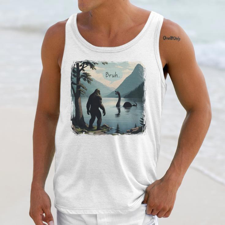 Bigfoot Sasquatch & Loch Ness Monster Introvert Bruh Unisex Tank Top