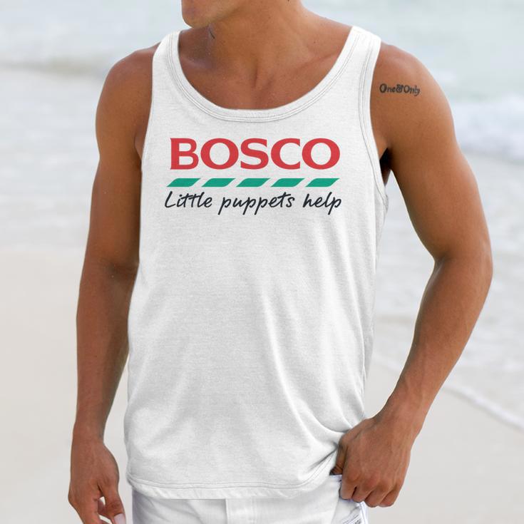 Bosco Little Puppets Help Irish Nostalgia Retro 80s Premium Tri-Blend Unisex Tank Top