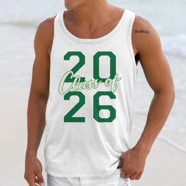 Class Of 2026 Graduation Varsity Green And On The Back Unisex Tank Top