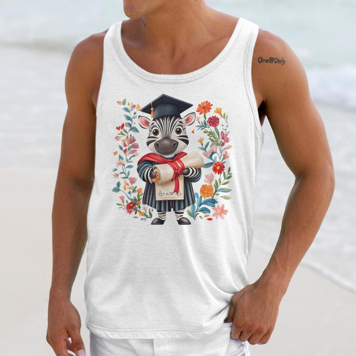 Cute Graduation Zebra Holding DiplomaShirt Unisex Tank Top