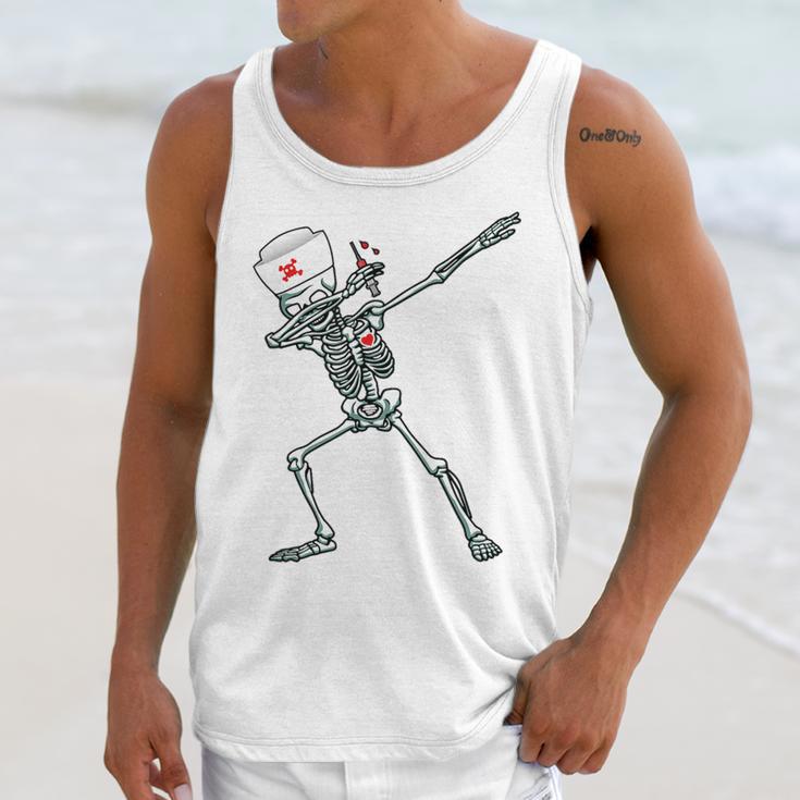 Dabbing Skeleton Nurse Halloween Graduation Unisex Tank Top