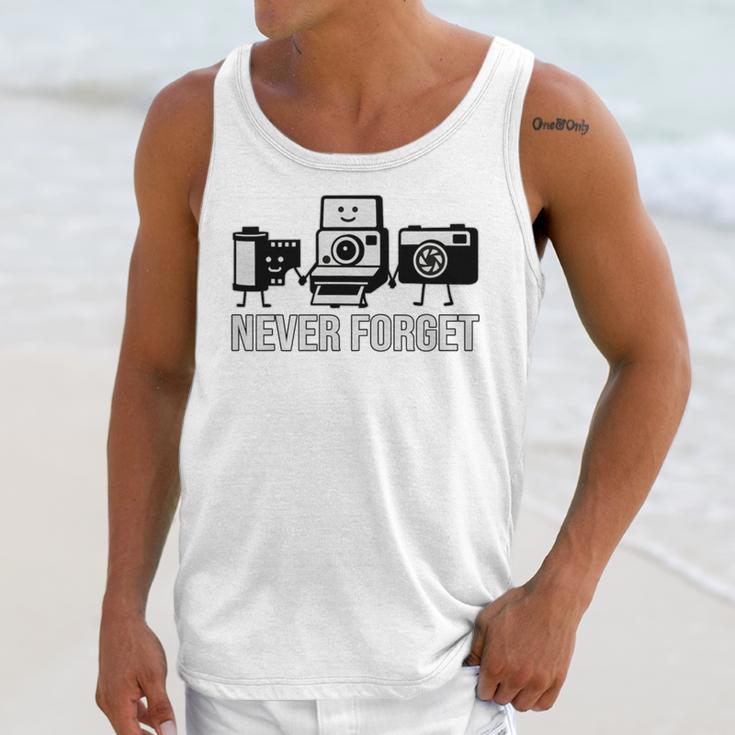 Never Forget Retro Camera Photography Nostalgia Premium Tri-Blend Unisex Tank Top